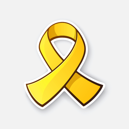 Sticker of gold ribbon, symbol of Childhood Cancerのイラスト素材