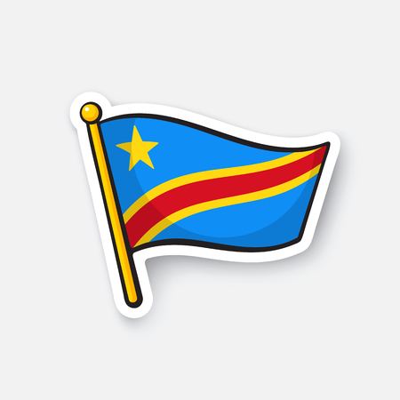 Sticker national flag of Democratic Republic of the Congoのイラスト素材