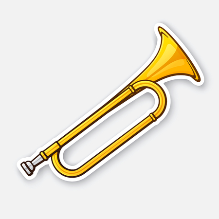 Sticker of classical music wind instrument trumpetのイラスト素材