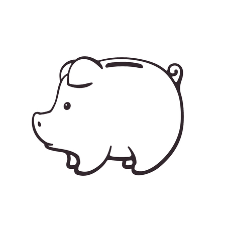 Doodle of piggy bank for cash money in side viewのイラスト素材