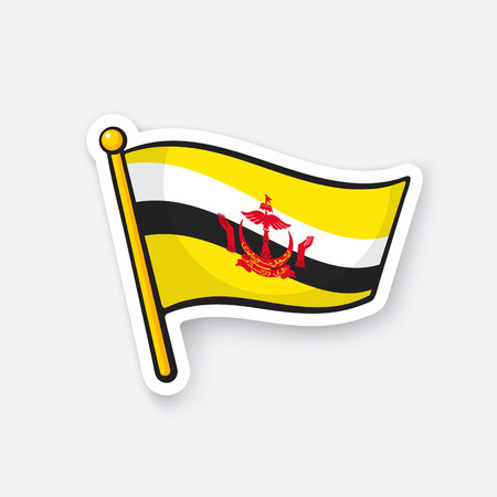 Vector illustration. National flag of Brunei on flagstaff.のイラスト素材