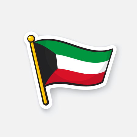 Vector illustration. National flag of Kuwait on flagstaff.のイラスト素材