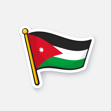 Vector illustration. National flag of Jordan on flagstaff.のイラスト素材