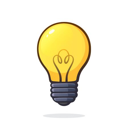 Vector illustration. Light bulb. Symbol of idea, new solution and creativity. Graphic design with contour. Clip-art print for signboard, showcase, greeting card. Isolated on white backgroundのイラスト素材