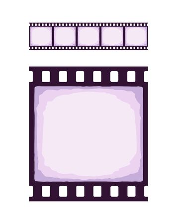 Seamless template of cinema or photo strip. Realistic colored retro pattern of filmstrip for brush. Film industry. Vector illustration. Clip art Isolated on white backgroundのイラスト素材