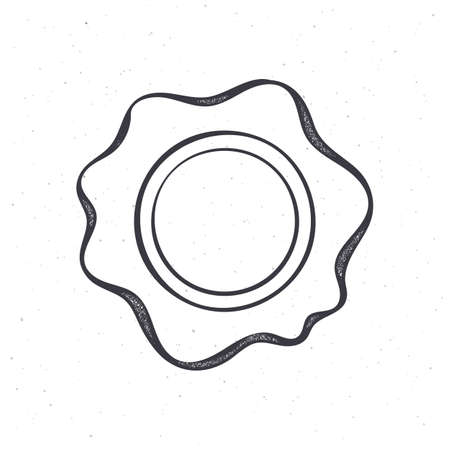 Vintage wax seal. Outline. Security stamp for retro mail. Symbol of secret message. Vector illustration. Hand drawn sketch. Isolated white background. Graphic design for packaging, menus, signboardsのイラスト素材