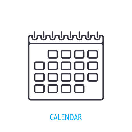 Calendar or personal organizer. Outline icon. Vector illustration. Countdown months and days of the week. Thin line pictogram for user interface. Isolated white backgroundのイラスト素材