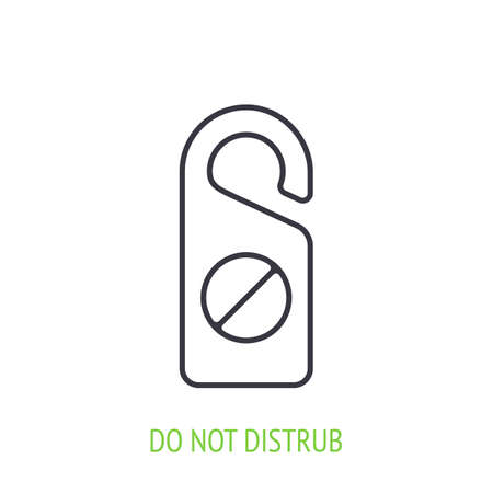 Do not disturb sign outline icon. Vector illustration. Hotel door sign. Symbol of hotel, travel and tourism. Thin line pictogram for user interface. Isolated white backgroundのイラスト素材