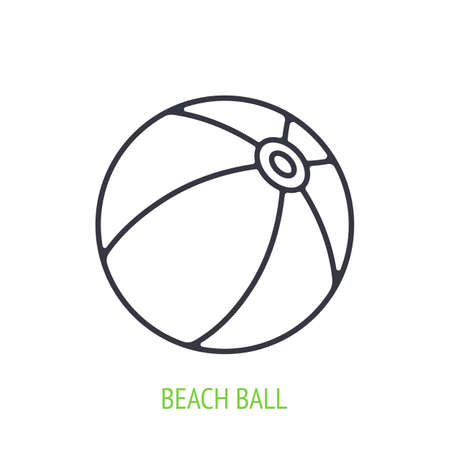 Beach ball outline icon. Vector illustration. Inflatable ball for summer fun. Symbol of summertime, beach and water sport. Thin line pictogram for user interface. Isolated white backgroundのイラスト素材
