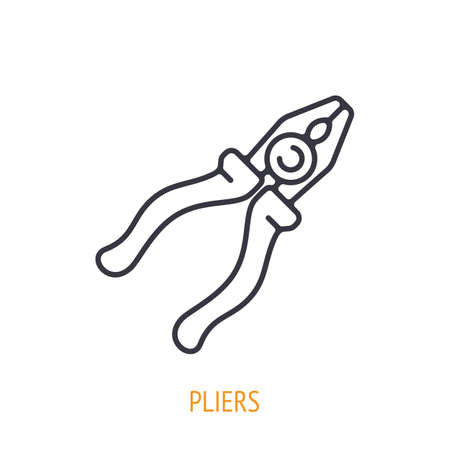 Lineman pliers outline icon. Vector illustration. Hand work tools and instrument. Construction industry symbol. Thin line pictogram for user interface. Isolated white backgroundのイラスト素材