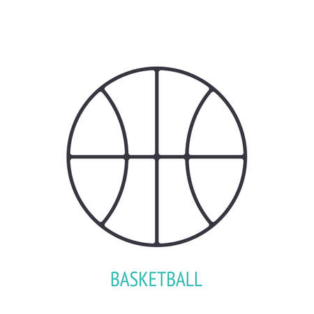 Basketball ball outline icon. Vector illustration. Sports equipment. Inventory for athletic game. Training symbol. Thin line pictogram for user interface. Isolated white backgroundのイラスト素材