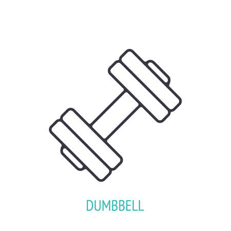 Adjustable dumbbell outline icon. Vector illustration. Sports equipment. Inventory for body building. Gym training symbol. Thin line pictogram for user interface. Isolated white backgroundのイラスト素材