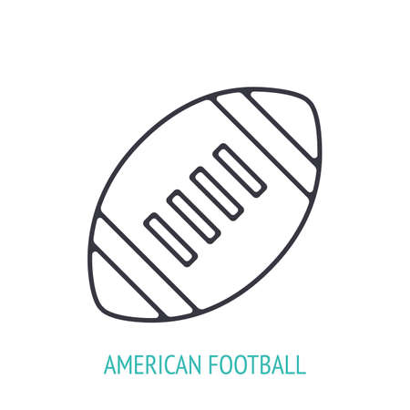 American football or rugby ball outline icon. Vector illustration. Sports equipment. Inventory for athletic game. Training symbol. Thin line pictogram for user interface. Isolated white backgroundのイラスト素材