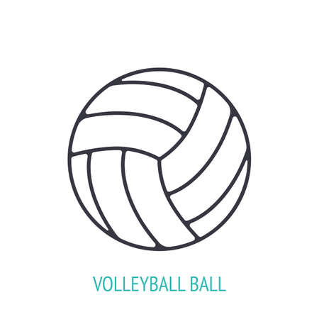 Leather volleyball ball outline icon. Vector illustration. Sports equipment. Inventory for athletic game. Training symbol. Thin line pictogram for user interface. Isolated white backgroundのイラスト素材