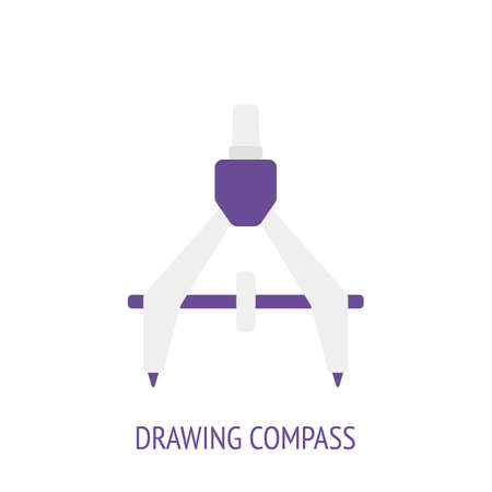 Drawing compass or pair of compasses. Vector flat icon. Symbols of scientific research and education. Pictogram for user interface. Isolated white backgroundのイラスト素材