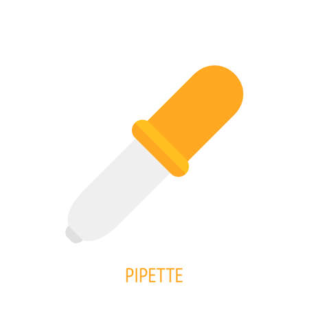 Pipette for chemical laboratory. Vector flat icon. Symbols of scientific research and education. Pictogram for user interface. Isolated white backgroundのイラスト素材