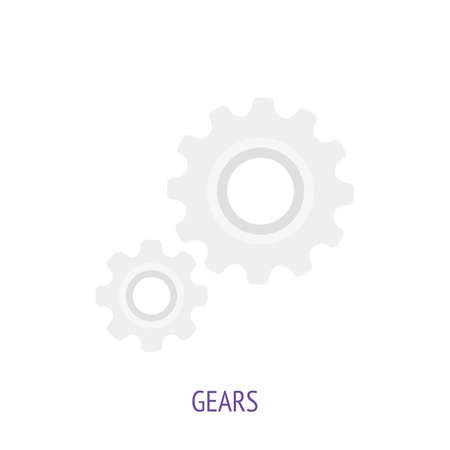 Two gears vector flat icon. Symbols of scientific research and education. Pictogram for user interface. Isolated white backgroundのイラスト素材