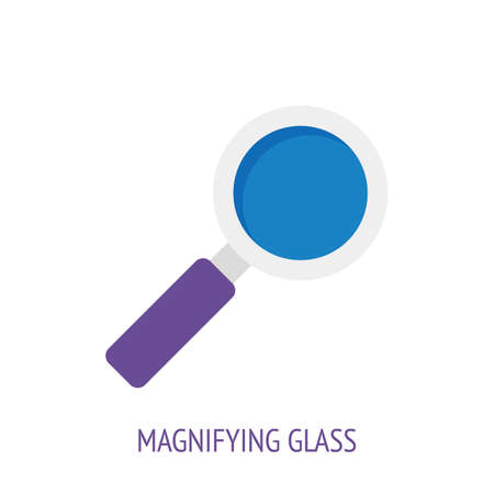 Magnifying glass vector flat icon. Symbols of scientific research and education. Pictogram for user interface. Isolated white backgroundのイラスト素材