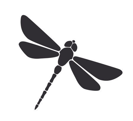 Dragonfly silhouette. Simple template with insects. Vector Illustration. Design element isolated white backgroundのイラスト素材