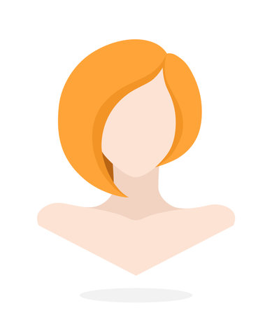 Flat style avatar of Caucasian women with bob hairstyle. Vector Illustration. Design element isolated on white backgroundのイラスト素材