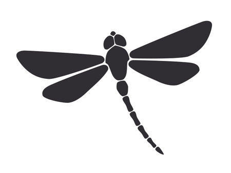 Flying Dragonfly silhouette. Simple template with insects. Vector Illustration. Design element isolated white backgroundのイラスト素材