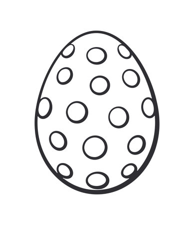 Easter egg with dotted pattern. Vector illustration. Hand drawn Doodle. Design element Isolated on white background. Simple outline drawing in sketch styleのイラスト素材