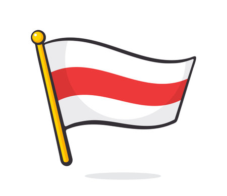 Belarusian opposition Flag with red stripe. Vector illustration. Hand drawn Doodle. Design element Isolated on white background. Simple outline drawing in sketch styleのイラスト素材