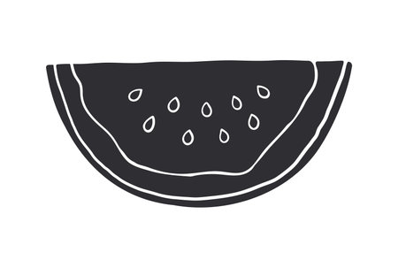 Watermelon slice. Healthy vegetarian food. Vector illustration. Hand drawn silhouette. Design element Isolated on white backgroundのイラスト素材