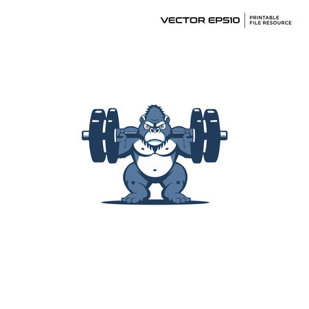 Fitness Ape character, illustration, mascot, logo, design, vector, eps 10のイラスト素材