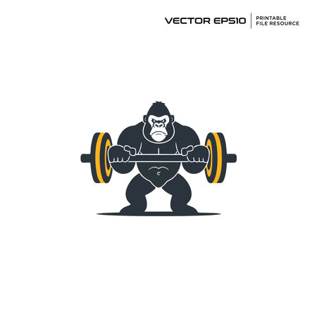 Fitness Ape character, illustration, mascot, logo, design, vector, eps 10のイラスト素材