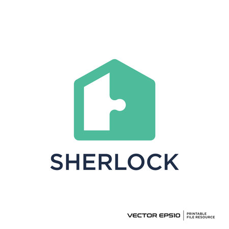 Home and puzzle logo vector illustrationのイラスト素材
