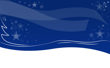 Christmas theme in blue with snowflakes and elegant treeの写真素材