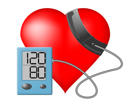 Heart and blood pressure monitor on a white backgroundのイラスト素材