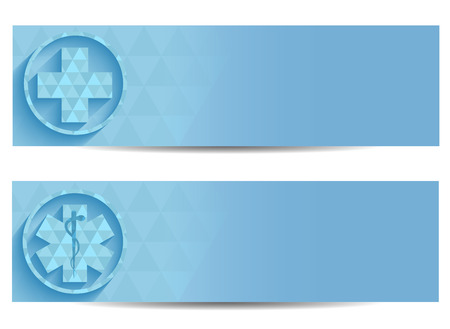Two blue medical banners - vector illustrationのイラスト素材