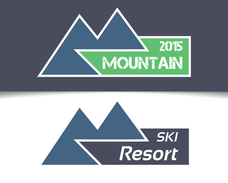 Mountain label - blue and white abstract vector illustrationのイラスト素材