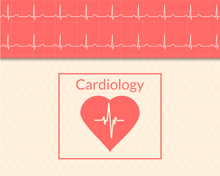 Cardiology concept. Medical background of the heart and ECG graph. Vector illustration.のイラスト素材