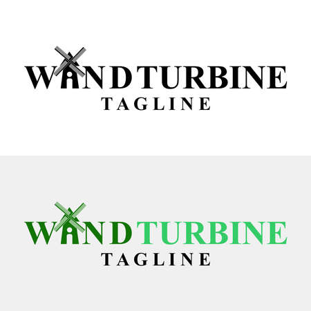 Wind turbine silhouette, logotypeのイラスト素材