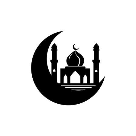Vector illustration of a Muslim Mosque Silhouetteのイラスト素材