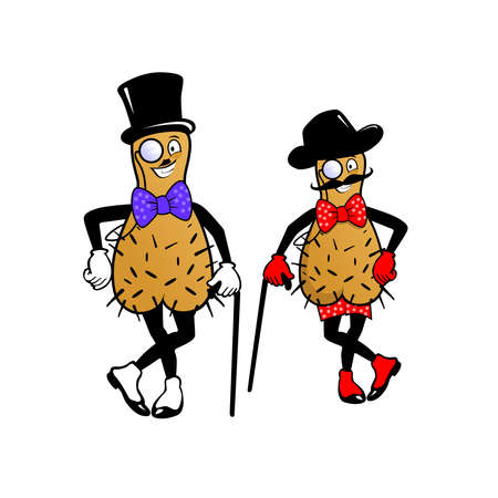 Cartoon peanut isolated on white backgroundのイラスト素材