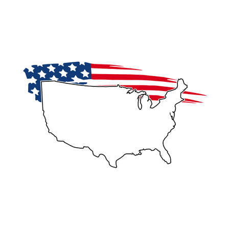 vector illustration of Map of USA with national flagのイラスト素材
