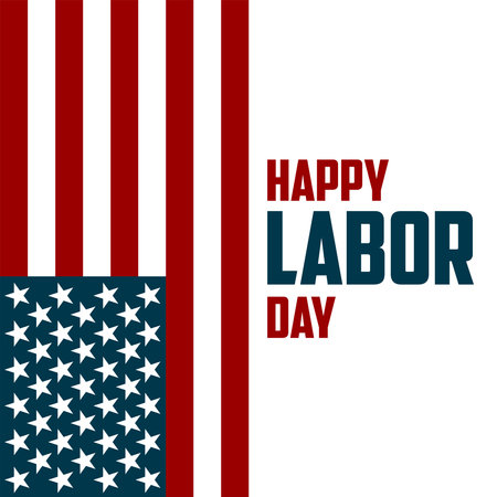 Happy Labor Day Vector greeting card or invitation card. Illustration of an American national holiday with a US flag.のイラスト素材