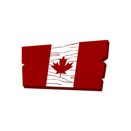 Canada Vector Flag. Vector illustration. Wooden signboard with Canadian flagのイラスト素材