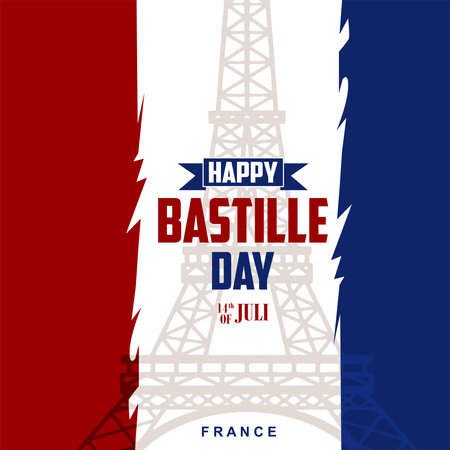 France. 14 th of July. Happy Bastille Day. Creative vector Illustration,Card,Banner Or Poster For The French National Day.のイラスト素材