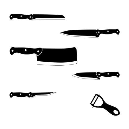 Knifes set or Kitchen knives icons. Vector illustration.のイラスト素材