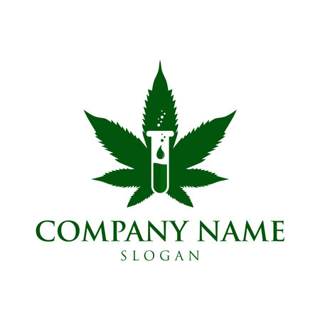 cannabis logo template labs organic, nature, green, logo, natural,health, medical, cannabis, symbol, icon, plant, sign, leaf, laboratory, oil, medicine, labのイラスト素材