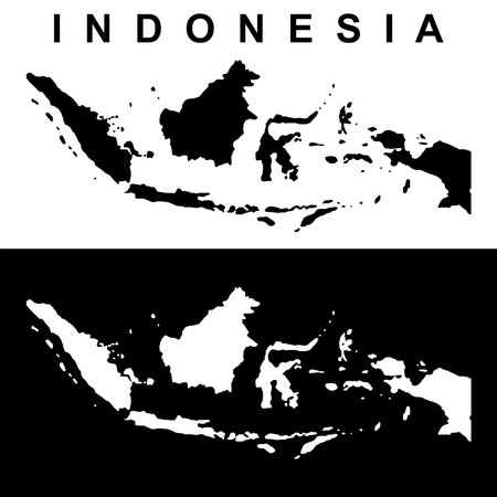 Indonesia country map on black and white background.のイラスト素材