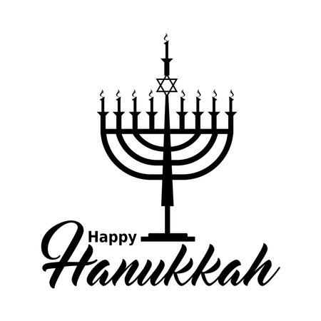 Happy Hanukkah Day with menorah with 9 candlesのイラスト素材