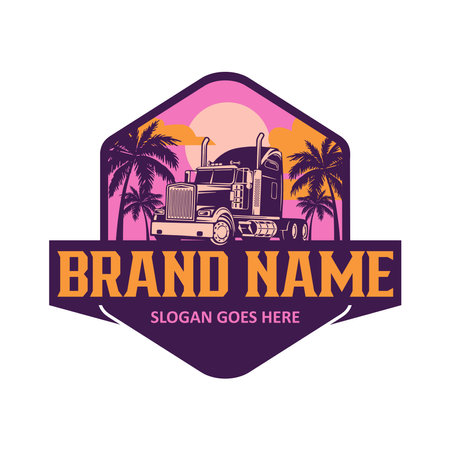 Miami Florida Transporter truck T-shirt Print Graphicのイラスト素材