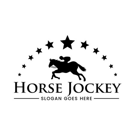 Silhouette of horse racing jockey logo vector designのイラスト素材