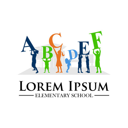 Orange blue green lime green elementary school   concept, used for elementary school labelのイラスト素材